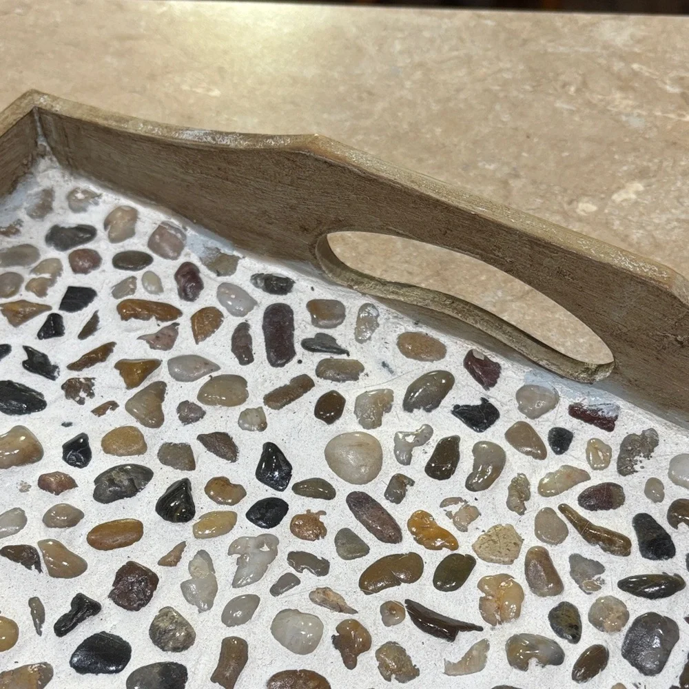 Natural Stone and Wood Tray - Homemade by me